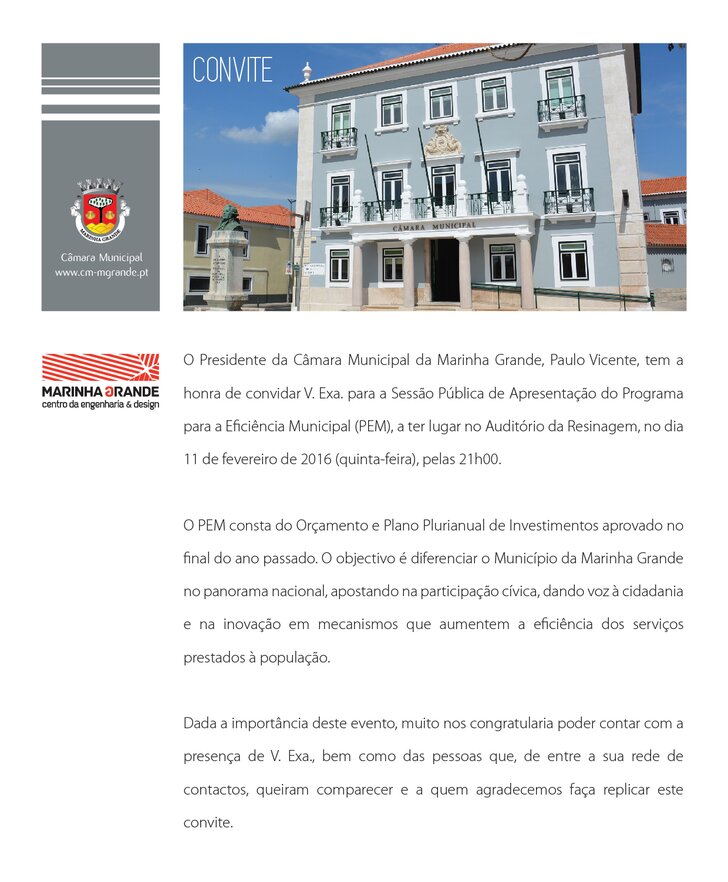 Convite para apresenta&ccedil;&atilde;o do PEM