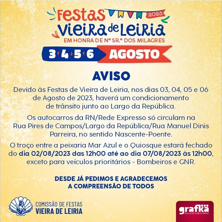 Aviso Comiss&atilde;o Festas Vieira Leiria 