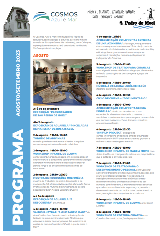 Cosmos Azul e Mar - Programa&ccedil;&atilde;o Agosto/Setembro